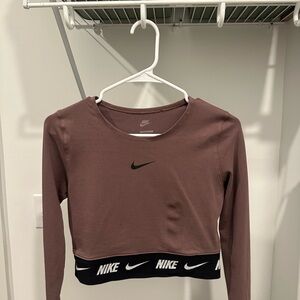 Nike Women's Brown Long Sleeve Crop Top